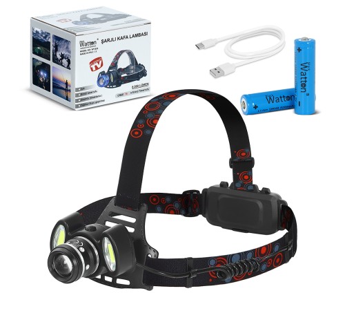 6000 Lümen 3 Başlık Şarjlı Kafa Lambası WT-630