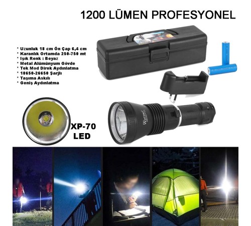 4200 Lümen Profesyonel Şarjlı El Feneri Wt-655