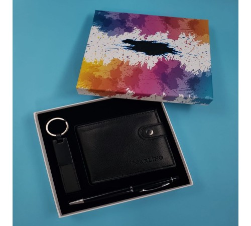 Siyah Cüzdan Anahtarlık Ve Tükenmez Kalem