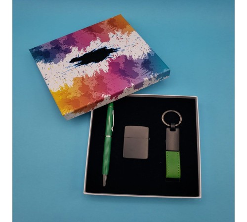 Kalem Anahtarlık Çakmak Yeşil Set