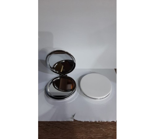 Beyaz Renk Büyüteçli Cep Aynası Yuvarlak