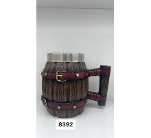 Büyük Boy Kemerli Fıçı Şeklinde Çelik Kupa Kod 8392