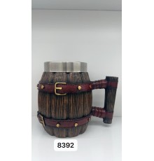 Büyük Boy Kemerli Fıçı Şeklinde Çelik Kupa Kod 8392