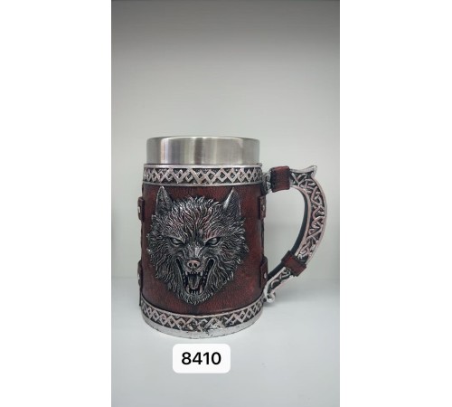 Büyük Boy Kurt Motifli Çelik Kupa Bardak Kod 8410
