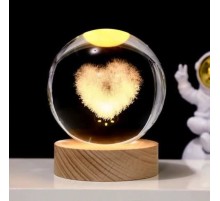 Kalp Tasarımlı Işıklı Cam Küre Cap 6 Cm Kod 62