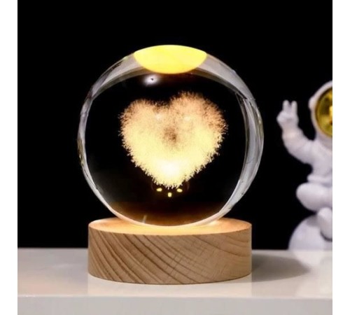 Kalp Tasarımlı Işıklı Cam Küre Cap 6 Cm Kod 62