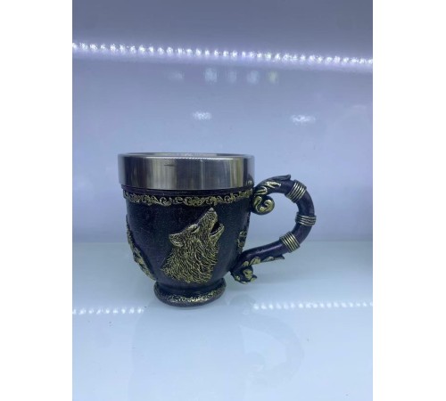 Kurt işlemeli Çelik Kupa Kod 6922