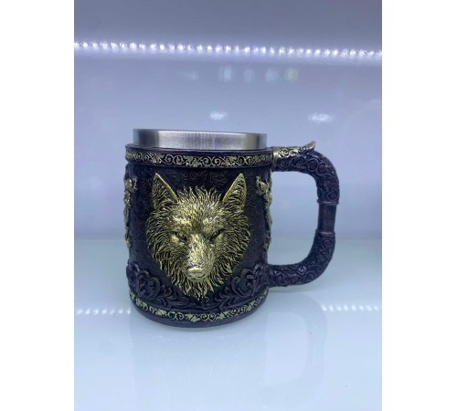 Kurt işlemeli Çelik Kupa Kod 6901