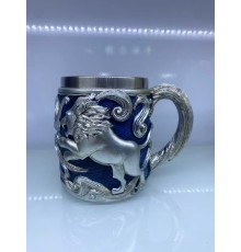 Aslan işlemeli Çelik Kupa Bardak Kod 6974