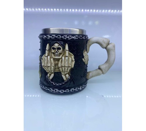 Orta Parmak Motifli çelik kupa bardak Kod 6978