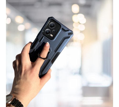 XİAOMİ REDMİ NOTE 12 5G YÜZÜKLÜ STANDLI TANK KILIF (ARMOR MILITARY CASE) LACİVERT