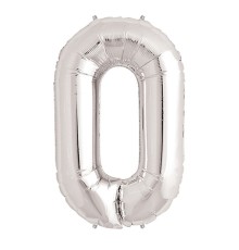 0 Rakam Folyo Balon Gümüş 40 inç