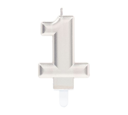 1 Rakam Mum Gümüş Renk