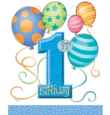 1 Yaş Erkek Doğum Günü Mavi Parti Çantası 8 Adet 9 cm x 7.5 cm