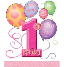 1 Yaş Kız Doğum Günü Pembe Parti Çantası 8 Adet 9 cm x 7.5 cm