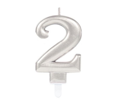 2 Rakam Mum Gümüş Renk