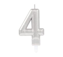 4 Rakam Mum Gümüş Renk