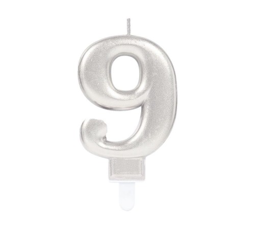 9 Rakam Mum Gümüş Renk