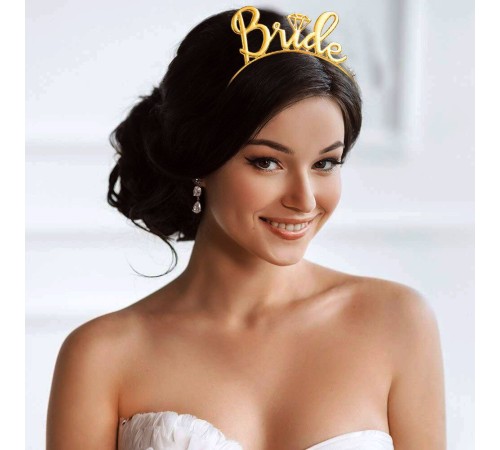 Altın Dore Gold Renk Bride Yazılı Metal Gelin Tacı Bride Tacı