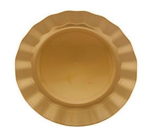 Altın Rengi Lüks Plastik Mika Yuvarlak Tabak 26 cm 6 Adet