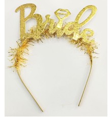 Altın Renk Bekarlığa Veda İtalik Yazı Alyanslı Bride Taç