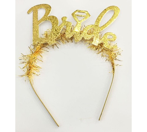 Altın Renk Bekarlığa Veda İtalik Yazı Alyanslı Bride Taç