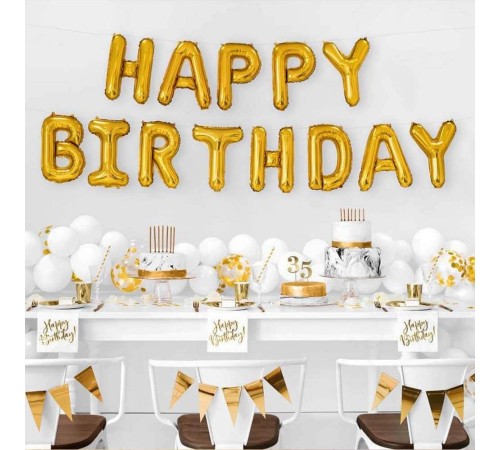 Altın Renk Happy Birthday Folyo Doğum Günü Balonu 35 cm
