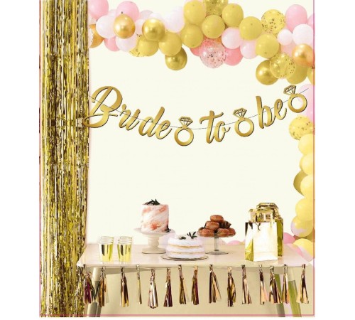 Altın Renk İtalik Yazı Bekarlığa Veda Partisi Tektaşlı Bride To Be Banner Flama Süs