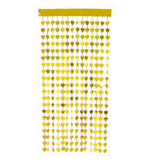 Altın Renk Kalp Şekilli Metalize Saçaklı Arka Fon Perde Dekorasyon