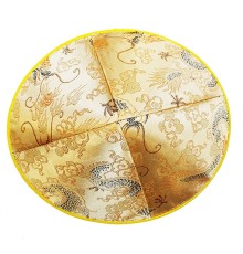 Altın Sarısı Renk Asian Çinli Parti Şapkası Keçe Üzeri Saten Kaplama