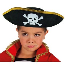 Altın Şeritli Çocuk Boy Yayvan Korsan Şapkası