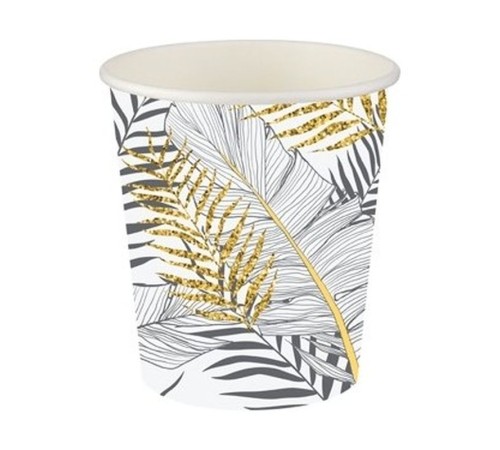Altın Simli Yapraklar Karton Bardak 8 Adet