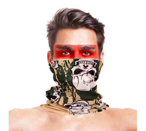 Baf Bandana Askeri Yeşil Kafatası Maske