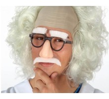 Beyaz Renk Kırçıllı Albert Einstein Bıyığı Parti Bıyığı