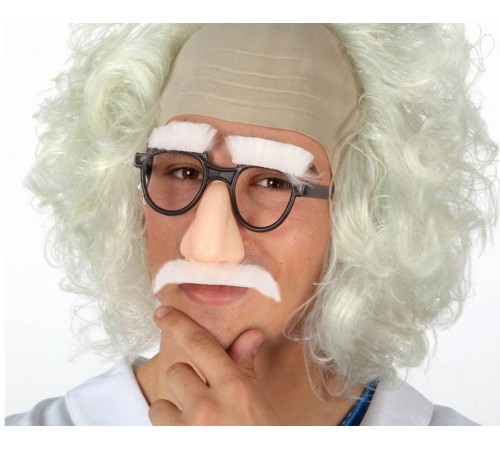 Beyaz Renk Kırçıllı Albert Einstein Bıyığı Parti Bıyığı