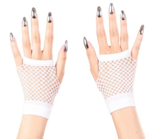 Beyaz Renk Kısa Boy Fileli Örgü Eldiven