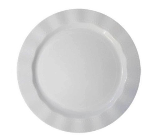 Beyaz Renk Lüks Plastik Mika Yuvarlak Tabak 26 cm 6 Adet