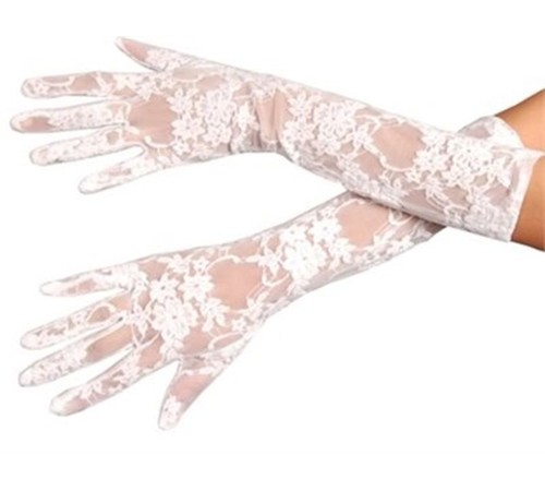 Beyaz Renk Orta Boy Dantelli Eldiven