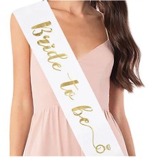 Beyaz Üzeri Parlak Altın Renk Yazılı Bekarlığa Veda Bride To Be Gelin Kuşağı