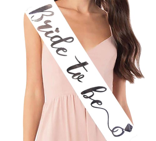 Beyaz Üzeri Parlak Gümüş Renk Yazılı Bekarlığa Veda Bride To Be Gelin Kuşağı