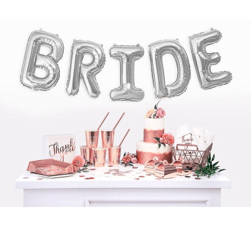 Bride Yazılı Bekarlığa Veda Partisi Folyo Balonu Gümüş Renk 100 cm
