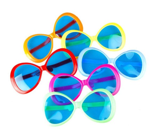 Büyük Boy Oval Parti Gözlüğü Karışık 12 Adet