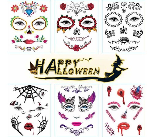 Cadılar Bayramı Halloween Dövme Tattoos 12li