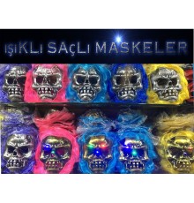 Cadılar Bayramı Işıklı Halloween Kuru Kafa Maskesi 1 Adet karışık Renk