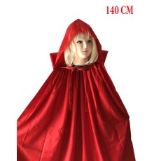 Cadılar Bayramı Kapşonlu + Yakalı Pelerin Kırmızı 140 cm