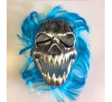 Cadılar Bayramı Kurukafa Maskesi Mavi Saçlı