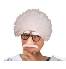 Çılgın Profesör Albert Einstein Kıvırcık Saç ve Beyaz Bıyık Seti
