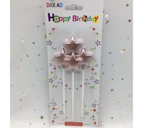 Çubuklu Metalize Yıldız Mum Doğum Günü Mumu Rose Gold