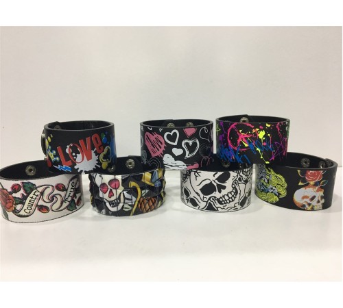 Deri Bileklik bayan-erkek uyumlu karışık renk 1.adet