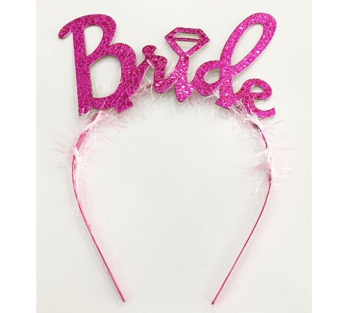 Fuşya Renk Bekarlığa Veda İtalik Yazı Alyanslı Bride Taç